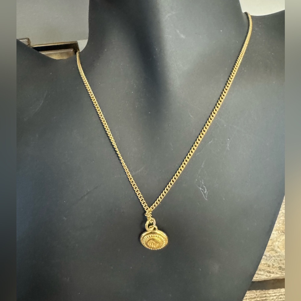 Christian Dior Logo Necklace round Necklace Gold Plated - Picture 4 of 7